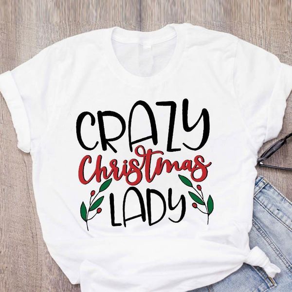 

women graphic letter printing lady cute holiday new year merry christmas clothing female printed lady tees t shirt t-shirt, White