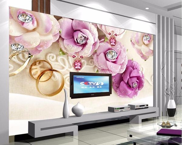 

wallpapers cjsir custom po wallpaper mural wall sticker jewelery diamond flower stereo backdrop papel de parede home decors