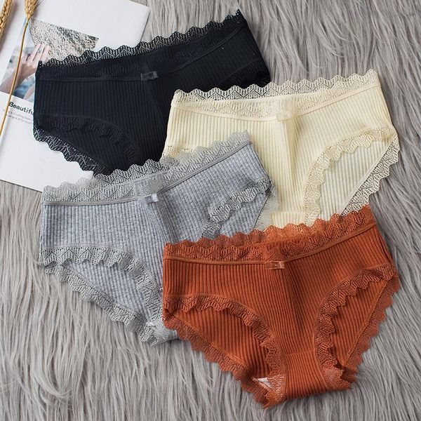 

women's panties 3pcs/lot cotton women comfortable underwears middle-waisted underpants female lingerie big size ladies briefs, Black;pink