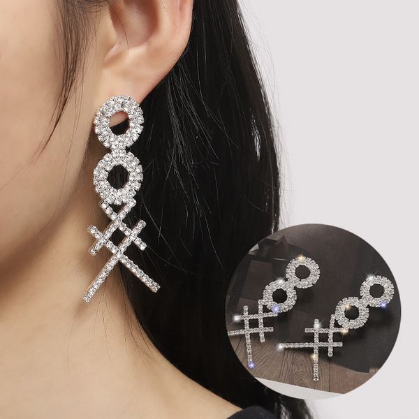

fashion new fishtail cross color diamond earrings s925 silver needle earrings and delireba earrings