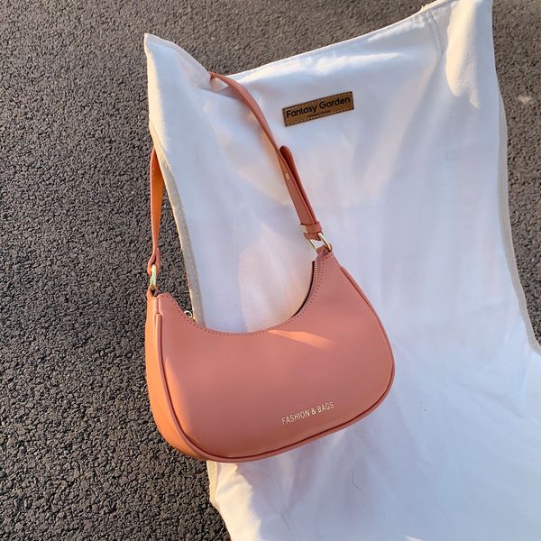 

korean bag of the small crescent fragrance 2021 simple female version portable underarm new solid color texture shoulder ffgxt