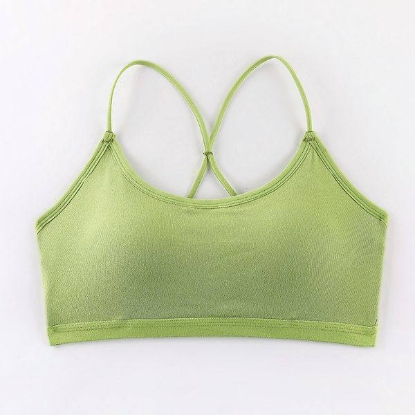 

Fixed Pad Bras Seamless Basic Tank Top One-Piece Women Lingerie Simple Bralette Solid Underwear, Yellow