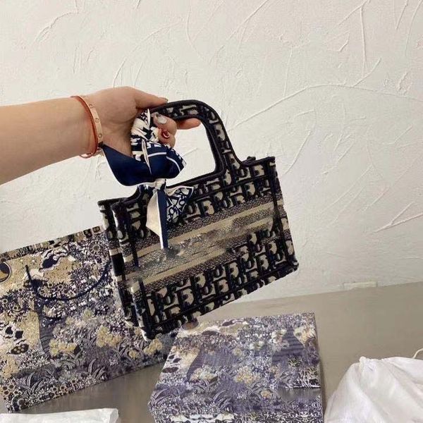 

2021 embroidered canvas women's bag portable tote mini