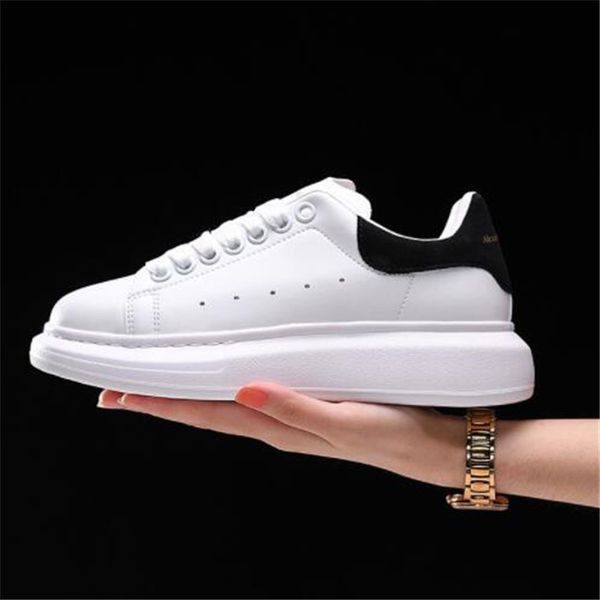

designer genuine leather men's women's shoes spring autumn sneakers running shoes couples thick bottom board shoe plus size 34-45, Black