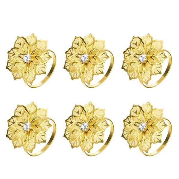 

napkin rings 6 pieces alloy with hollow flower holder adornment exquisite l5ye