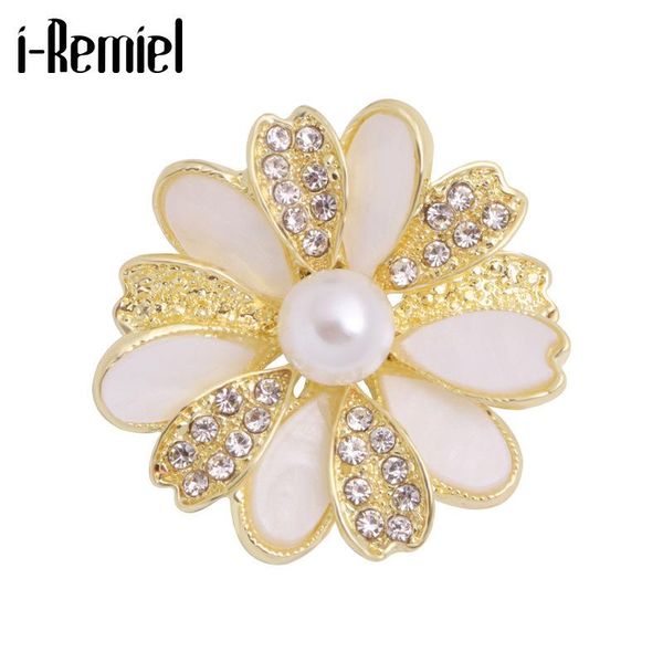 

pins, brooches pearl daisy flower for women enamel pins crystal rhinestone corsage scarf buckle badge lapel jewelry accessories, Gray