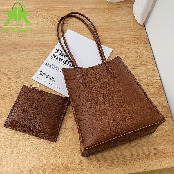 

evening bags fashion crocodile pattern handbag for women high capacity shoulder bag designer female tote luxury pu leather son-mother