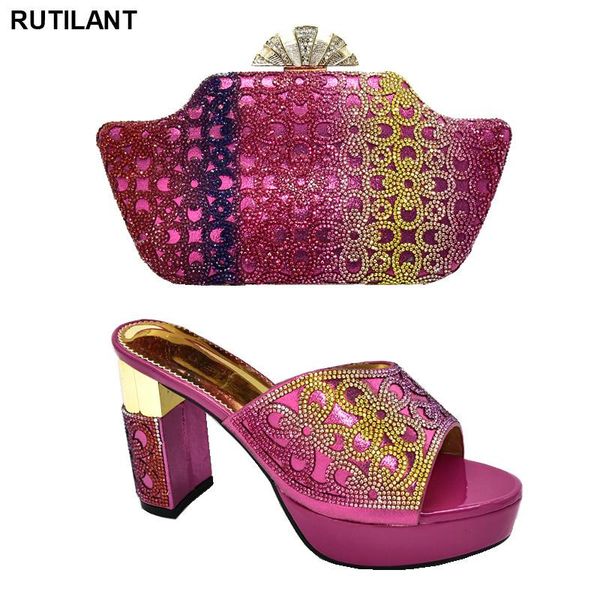 

dress shoes and bag set african sets 2021 shoe for party in women plus size heel rhinestone wedding, Black