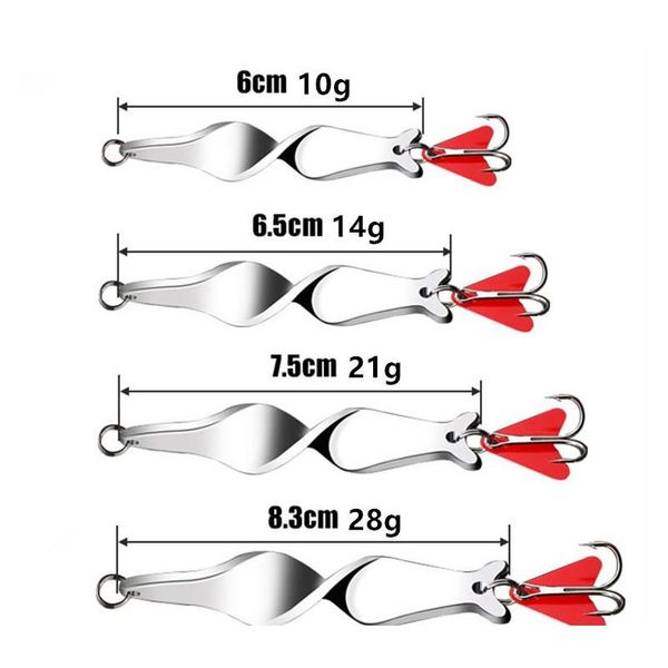 

5pcs/lot spinner metal baits & lures 10g-28g(6cm-8.3cm) 6#/4# fishing hooks pesca fishing tackle jllvtl ladyshome