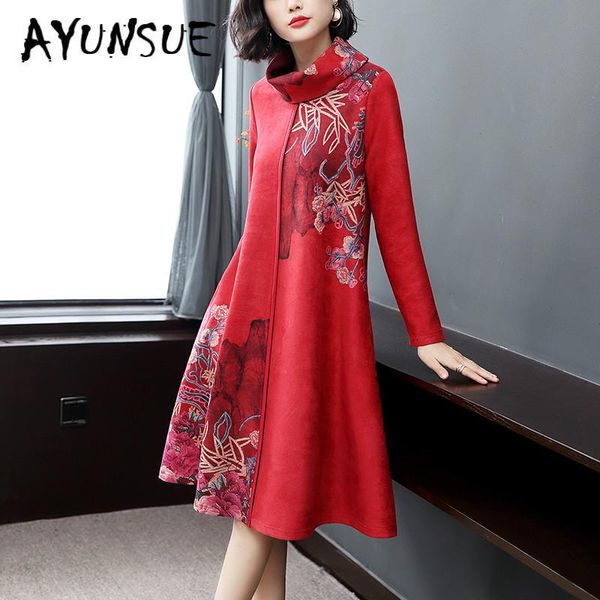 

casual dresses spring autumn dress women clothes 2021 print floral party vintage elegant vestidos robe femme hel186117 yy2460, Black;gray