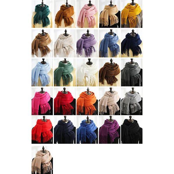 

scarves winter scarf women cashmere warm pashmina breathable pbig tassels shawl long stole casual daily wear autumn and, Blue;gray