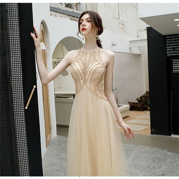 

new illusion 2021 champagne evening es long luxury crystals halter prom party gowns plus size robe de soiree hrf2, Black;red