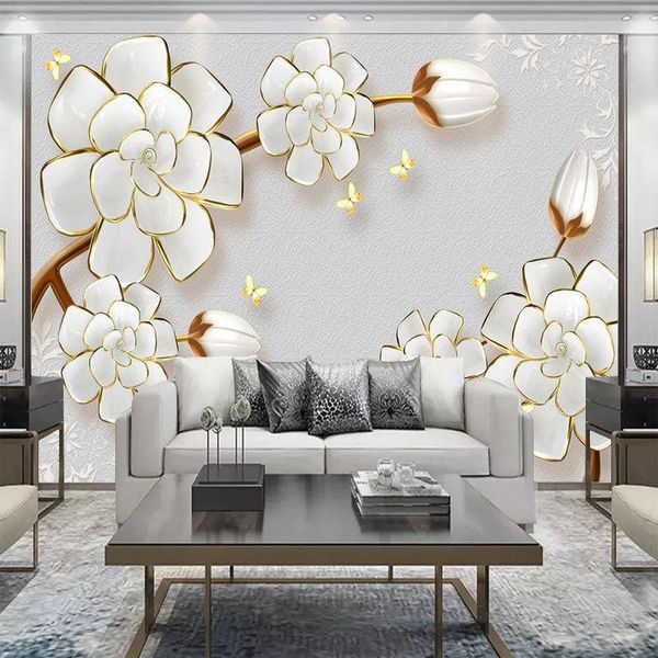 

wallpapers white flower phnom penh three-dimensional pattern atmospheric wallpaper simple modern european movie