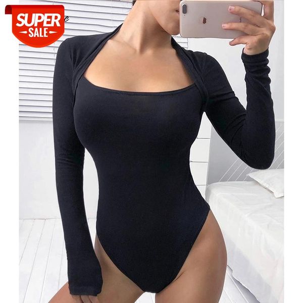 

rockmore black gothic long sleeve bodycon bodysuit women harajuku korea style elegant autumn jumpsuit skinny bodysuits winter #q93o, White