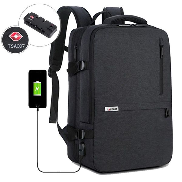 

backpack 17.3 inch anti theft lock men lapbagpack travel business back pack school bags male usb charger men's bag mochila
