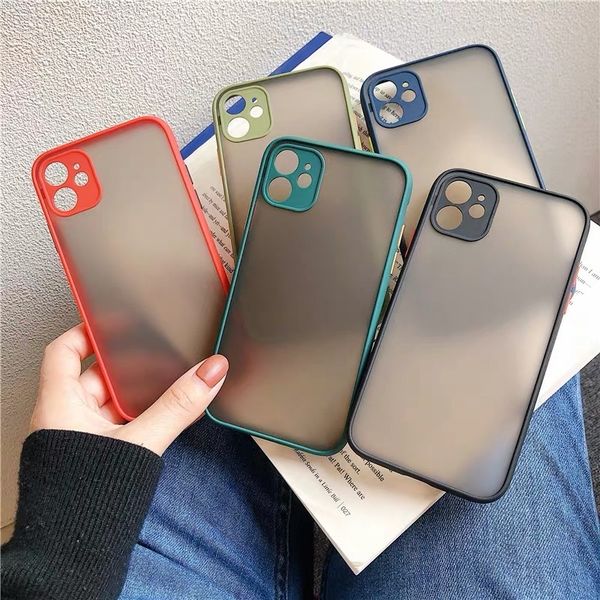 

candy color matte phone cases hard shockproof for iphone 11 12 13 pro xr xs max 7 8 plus camera lens protection cover