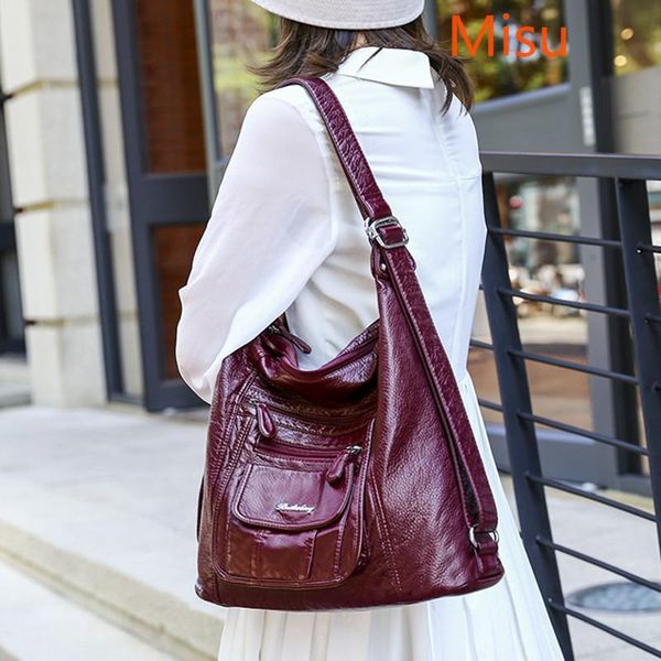 

totes sell multifunction women hobos bags female handbags soft leather large capacity designer ladies shoulder bolsa feminina