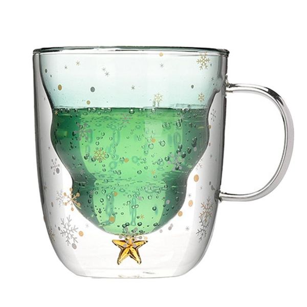 

mugs 2021 creative christmas mug glass tree star cup high temperature double water party xmas gifts foldable travel
