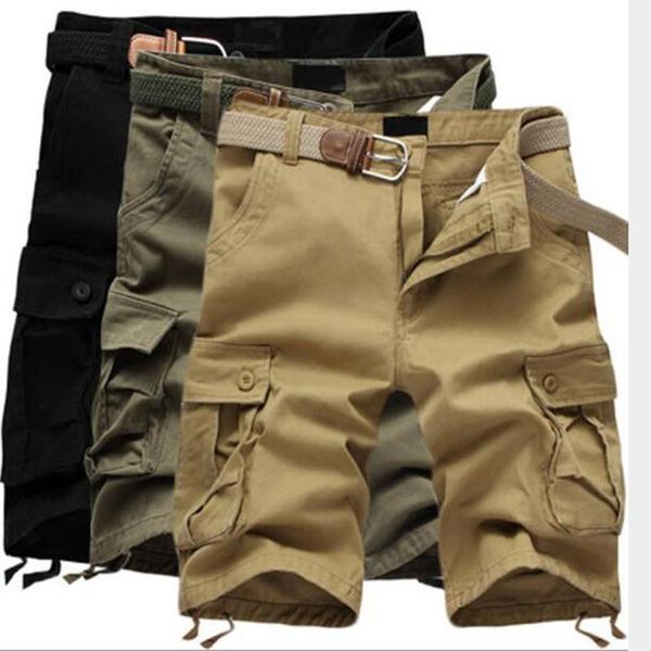 

men's shorts summer multi-pocket mens casual pure cotton loose camo knee-length cargo plus size 29-42 44, White;black