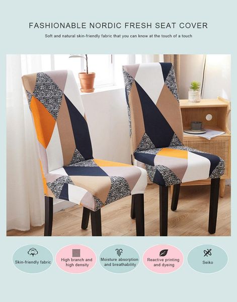 

chair covers 1/2/6 pcs elastic geometric cover spandex stretch anti-fouling washable seat for restaurants office el banquets