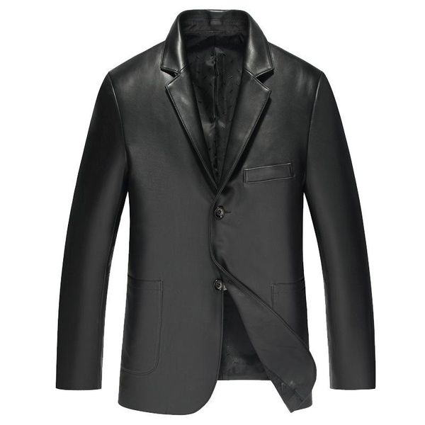 

men's leather & faux genuine blazer, casual social jacket plus size 4xl with many pockets, Black