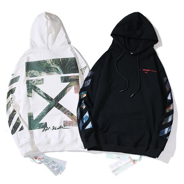 

autumn and winter men's fashion brand star arrow printed long sleeve hooded sweater, Black