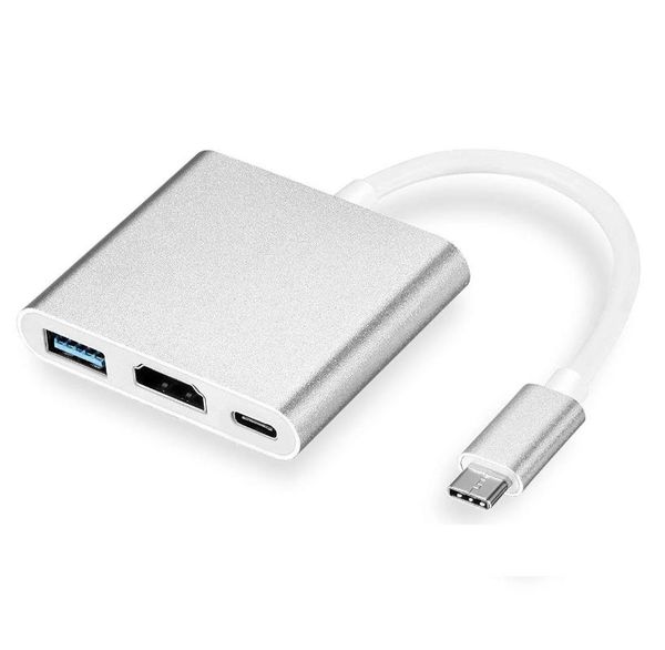 

audio cables & connectors 3 in 1 type c to -compatible usb 3.0 charging adapter usb-c 3.1 hub for mac air pro huawei mate10 s8 p
