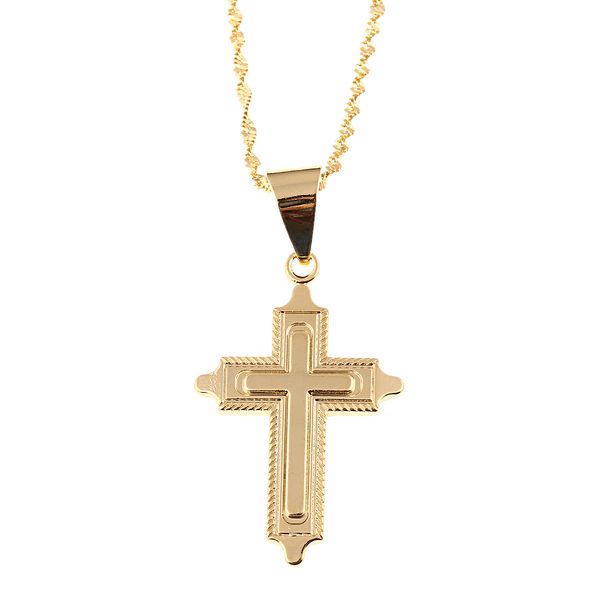 

cross pendant men women necklace copper jesus cross chain gold color jewelry, Silver