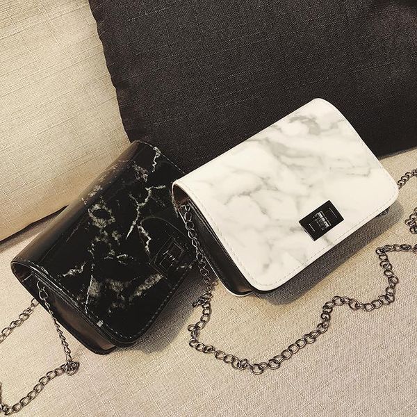

evening bags women's bag 2021 marble pattern shoulder lock wild jossenger small square black white diagonal cross designer