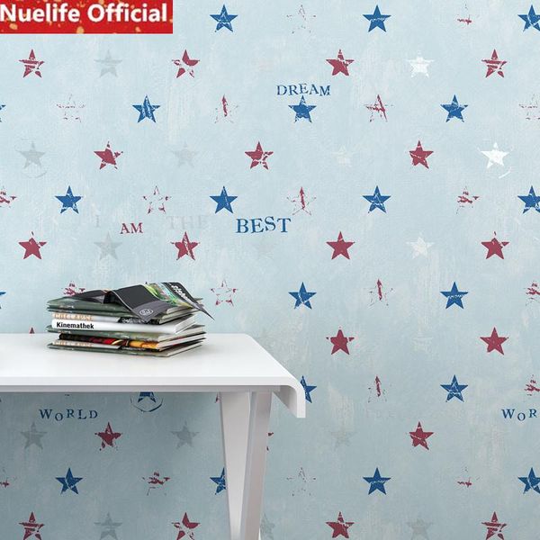 

wallpapers 0.53x10m star alphabet pattern wallpaper bedroom kindergarten living room girl princess background wall paper a2