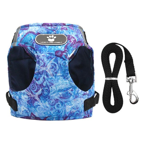 

cat collars & leads hawaiian pet harness vest walking leash set reflective adjustable burden reduction teddy small dogs collar