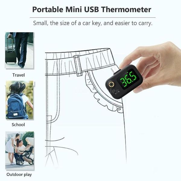 

smart home control 1pc baby forehead non-contact temperature sensor meter thermometer usb children infrared digital portable mini led ad e7i