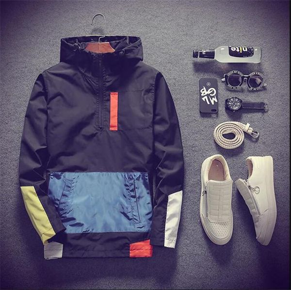 

men's jackets windbreaker jacket men autumn outdoor solid color hooded large size zipper brand clothing, Black;brown