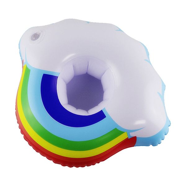 Sommerwolken-Becherhalter, Regenbogen, aufblasbarer Wasseruntersetzer, schwimmender Getränkebecherhalter, Getränkehalter für Schwimmbad-Luftmatratzen 3259 Q2