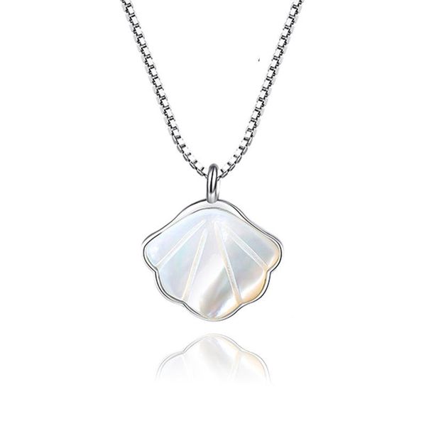 

chains lifetime shell necklace female s925 sterling silver light luxury niche clavicle chain white fritillary pendant