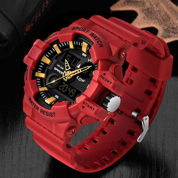 

sanda brand wrist watch men es military army sport waterproof wristwatch dual display male for clock outdoor hour 210728, Slivery;brown