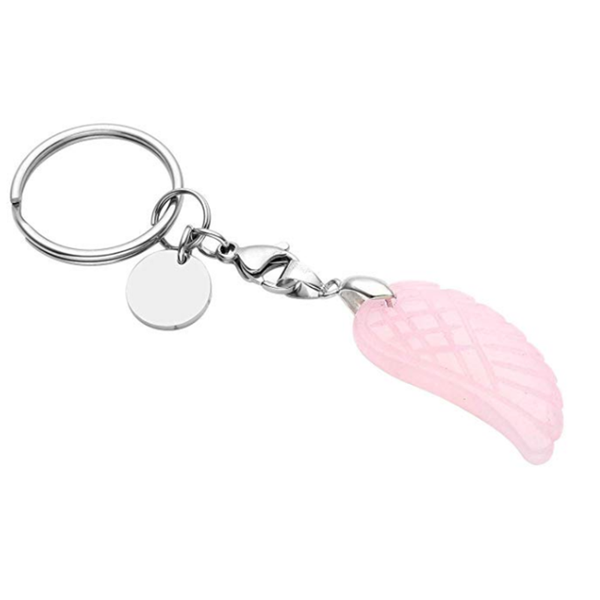 

keychains silver plated lobster clasp circle angel wing rose pink quartz key chain fluorite stone classic style jewelry