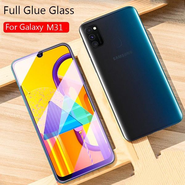 

cell phone screen protectors 2 pieces for galaxy m31 tempered glass full glue 9h -proof protector