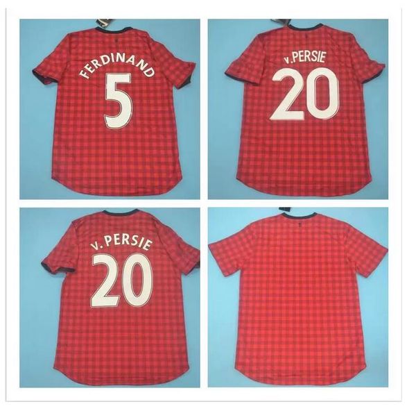 

manchester v.persie rooney giggs man utd retro soccer jerseys vintage owen 2012 2013 football shirts berbatov nani chicharito maillot, Black;yellow