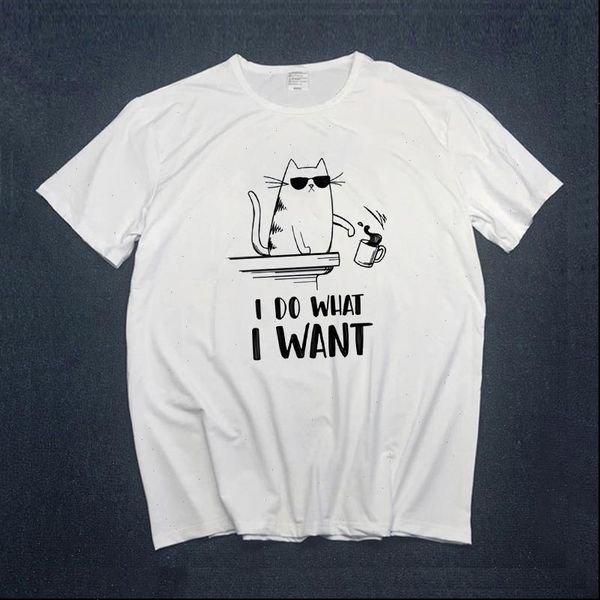 

womens i do what want letter print short sleeve women t shirt cool cat harajuku girls shirts female camisetas, White