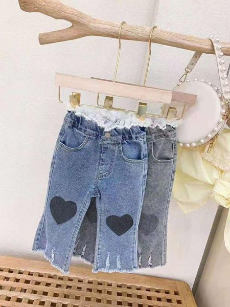 

2021 new girls printed denim pants long fashion spring girls jean pants kids clothes 3-8 years a, Blue