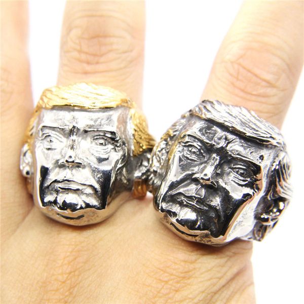 

2020 fashion usa president trump ring most recent jewelry silver color & gold color american president men's cool biker ring