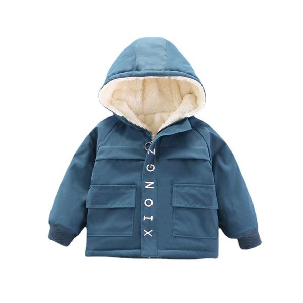 

jackets autumn winter baby boys girls clothes children fashion hooded coat toddler thick casual costume infant outerwear kids jacket, Blue;gray
