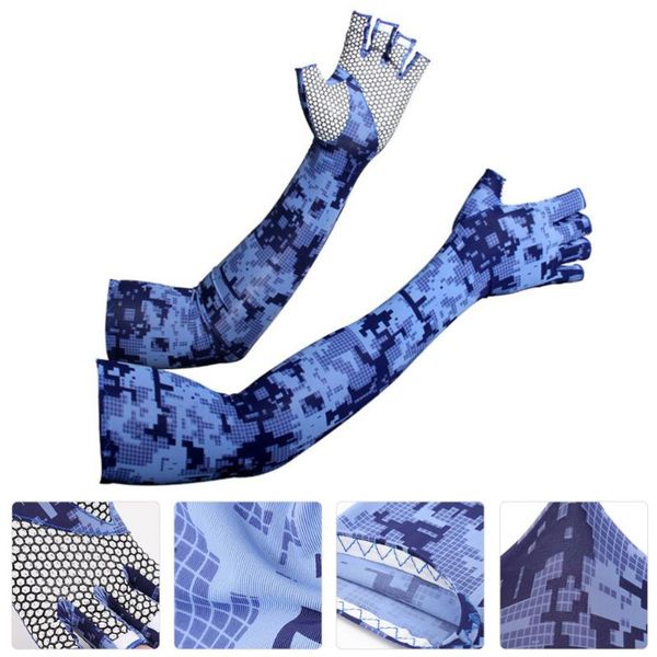 

elbow & knee pads 1 pair sunblock protective camouflage cycling arm guard sleeves for men, Black;gray