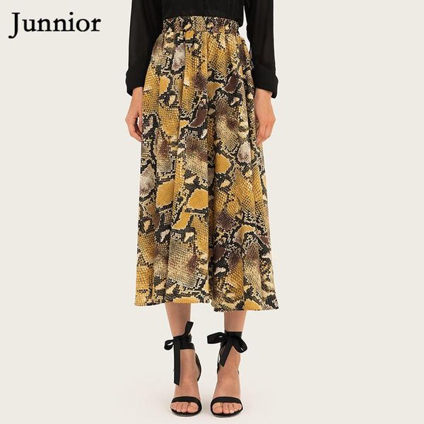 

skirts junnior summer vintage woman snake print womens high waist skirt long fashion pleated 2021 faldas mujer spodniczka, Black