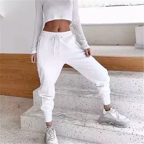 Kordelzug Taille Cargo Sport Hosen Frauen Elastische Manschette Casual Sport Hosen Jogger Streetwear Freizeit 210915