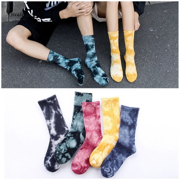 

fashion couples men and women socks cotton colorful vortex tie-dye harajuku hiphop skateboard funny happy weed tube socks, White;pink