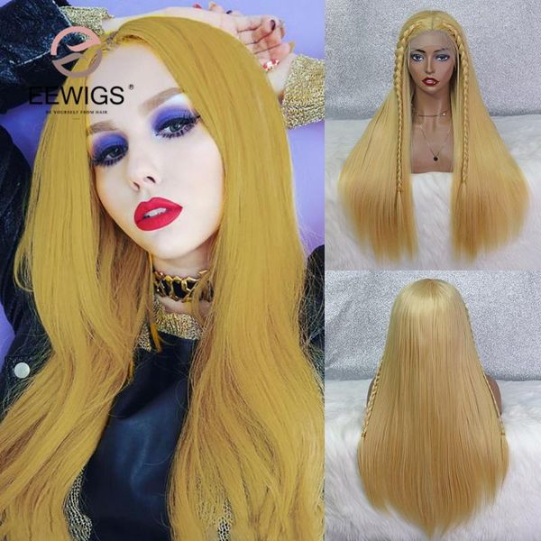 

synthetic wigs ginger yellow wig straight lace front heat resistant drag queen cosplay for black women eewigs summer offer