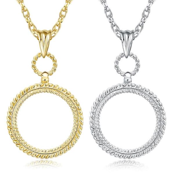 

pendant necklaces mini necklace 2x magnifying magnifier reading accessories books for science stamps women girls gifts, Silver