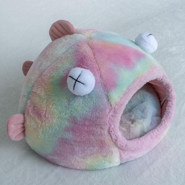

warm pet fleece nest kennel foldable sleeping cushion semi-enclosed house for small dogs cats household puppy supplies